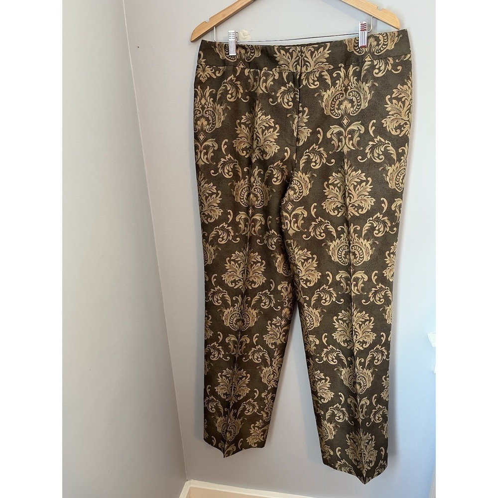Talbots Women's Vintage Size 16 Brown Gold Jacquard Paisley Pants High Rise‎